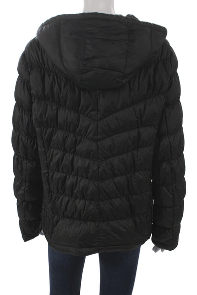 Michael Michael Kors Women Black Nylon Puffer Jacket Zip Closure Size L