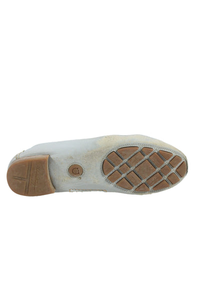 Ferragamo Womens Leather Silver Buckle Loafer Shoes Light Blue Size 9