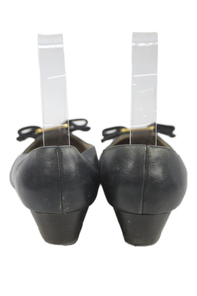 Salvatore Ferragamo Womens Leather Vara Pump Kitten Heels Black Size 9