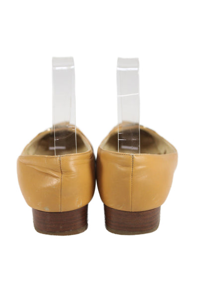 Salvatore Ferragamo Women Leather Buckle Kitten Heels Brown Size 10