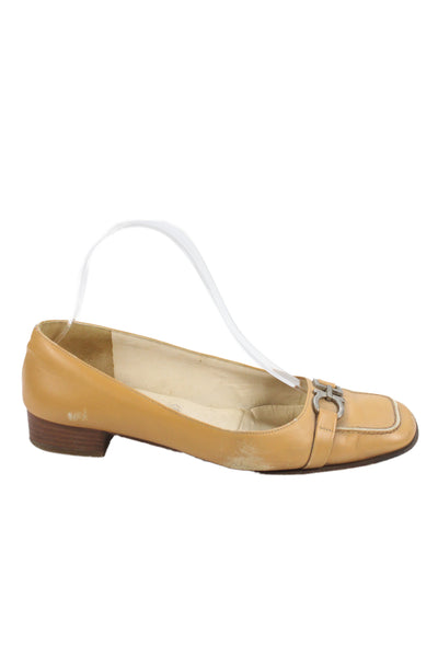 Salvatore Ferragamo Women Leather Buckle Kitten Heels Brown Size 10