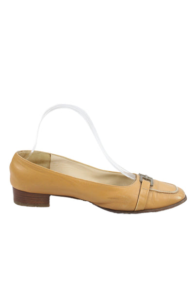 Salvatore Ferragamo Women Leather Buckle Kitten Heels Brown Size 10