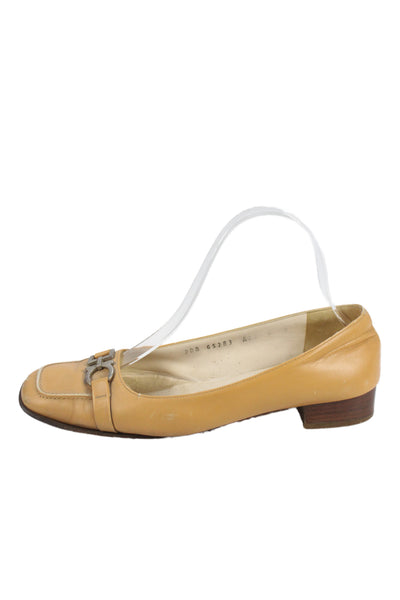 Salvatore Ferragamo Women Leather Buckle Kitten Heels Brown Size 10