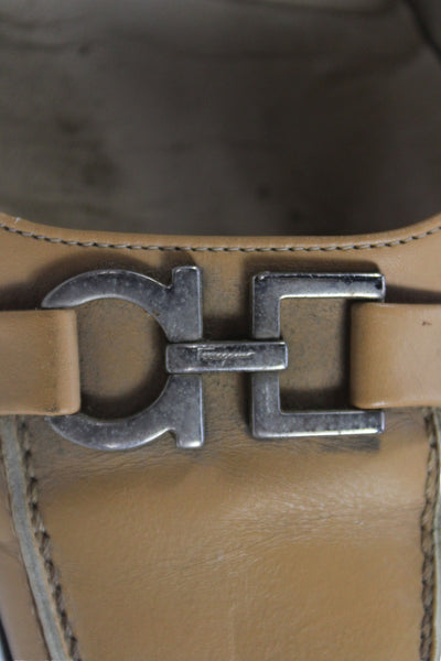 Salvatore Ferragamo Women Leather Buckle Kitten Heels Brown Size 10