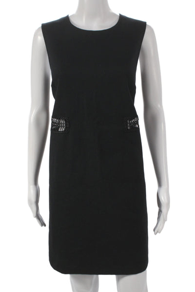 Maje Womens Shift Dress Black Sleeveless Round Neck Knee Length Size 3