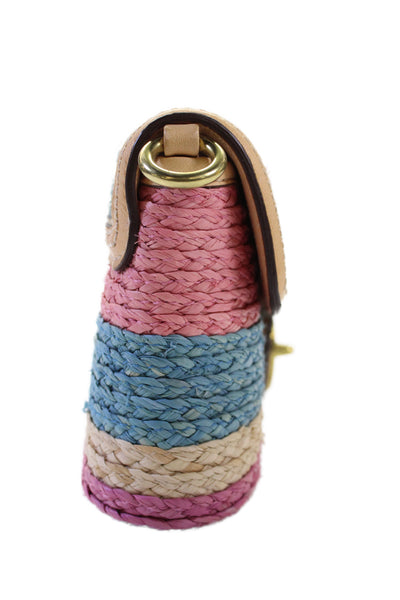 Coach Womens Hamptons Limited Edition Straw Wristlet Handbag Multicolor