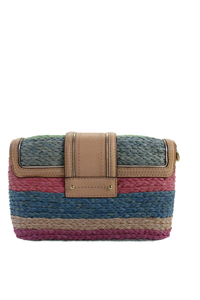 Coach Womens Hamptons Limited Edition Straw Wristlet Handbag Multicolor