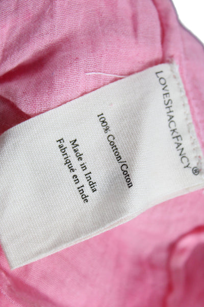 Love Shack Fancy Women Mini Polka Dot Pink Cotton Short Sleeve Dress Size S