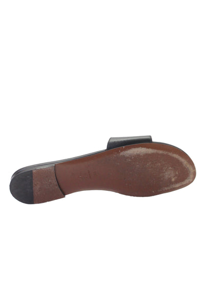 Christian Dior Womens Leather Logo Slip On Slides Black Size 9.5