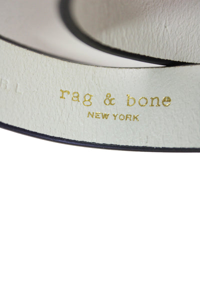 Rag & Bone Womens Leather Silver Hardware Buckle Belt White Size L