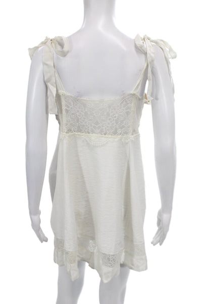 For Love & Lemons Womens Full Slip Ivory Short Square Neck Size L