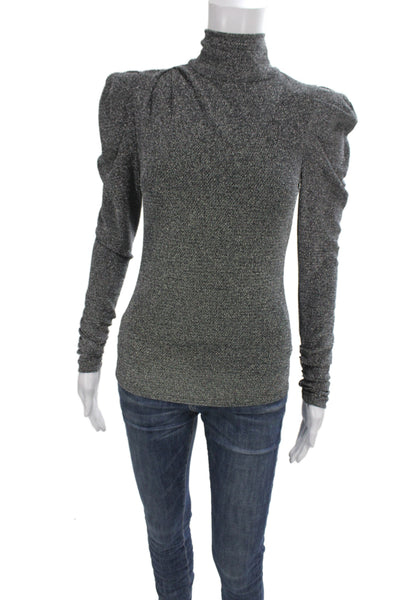 Isabel Marant Women Jersey Turtleneck Blouse Gray Long Sleeve Button Size 36
