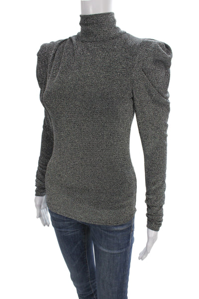 Isabel Marant Women Jersey Turtleneck Blouse Gray Long Sleeve Button Size 36