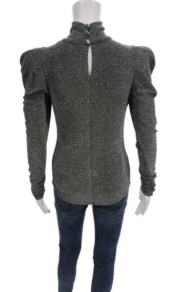 Isabel Marant Women Jersey Turtleneck Blouse Gray Long Sleeve Button Size 36