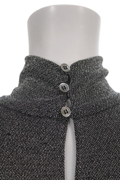 Isabel Marant Women Jersey Turtleneck Blouse Gray Long Sleeve Button Size 36