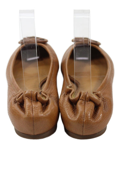 Tory Burch Womens Leather Medallion Ballet Flats Brown Size 7.5 Medium