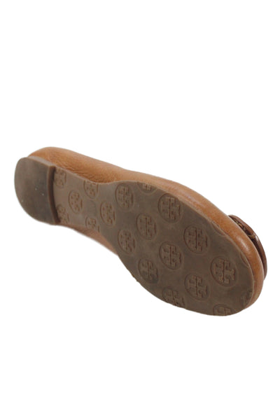 Tory Burch Womens Leather Medallion Ballet Flats Brown Size 7.5 Medium