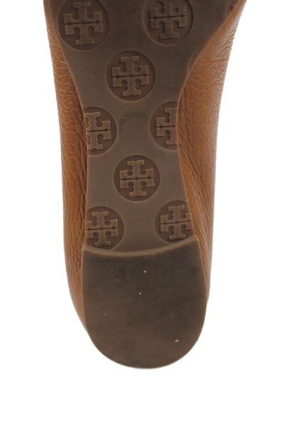 Tory Burch Womens Leather Medallion Ballet Flats Brown Size 7.5 Medium