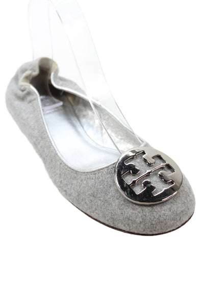 Tory Burch Womens Medallion Slide On Ballet Flats Grey Size 7.5 Medium