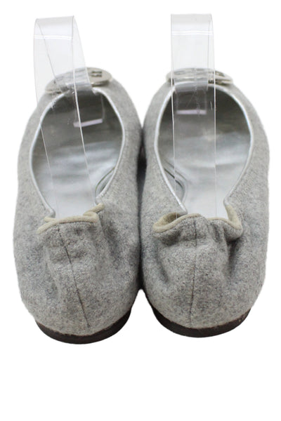 Tory Burch Womens Medallion Slide On Ballet Flats Grey Size 7.5 Medium