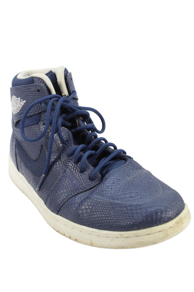 Nike Mens Air Jordan 1 High Nouveau Navy Snake Leather Sneakers Shoes Size 11