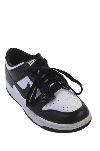Nike Unisex Kids Leather Low Top Sneakers Black Size 7Y