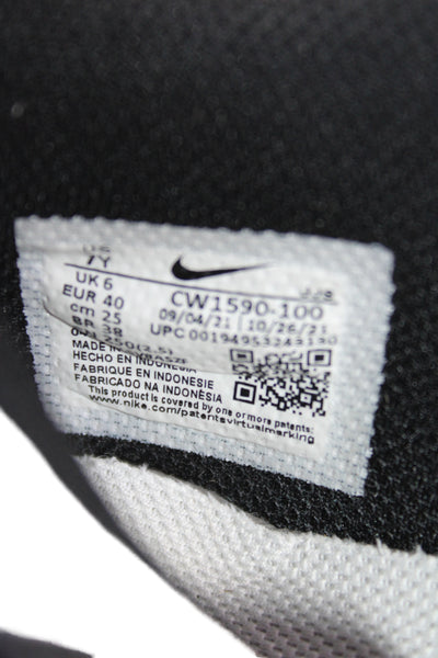 Nike Unisex Kids Leather Low Top Sneakers Black Size 7Y