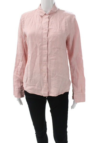 Reformation Womens Pink 100% Linen Collared Long Sleeve Button-Up Size XS