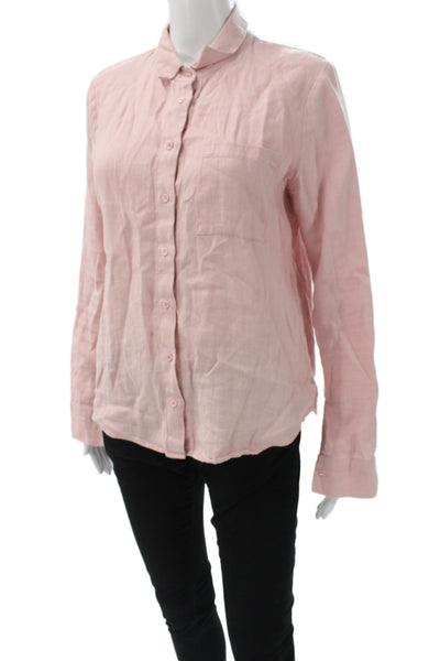 Reformation Womens Pink 100% Linen Collared Long Sleeve Button-Up Size XS