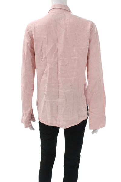 Reformation Womens Pink 100% Linen Collared Long Sleeve Button-Up Size XS