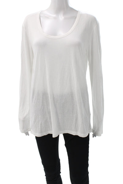 Alexander Wang Women Basic White Viscose Scoop Neck Long Sleeve T-Shirt Size S