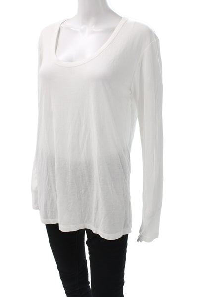 Alexander Wang Women Basic White Viscose Scoop Neck Long Sleeve T-Shirt Size S