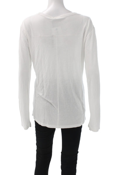 Alexander Wang Women Basic White Viscose Scoop Neck Long Sleeve T-Shirt Size S