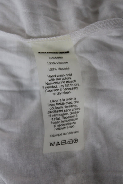 Alexander Wang Women Basic White Viscose Scoop Neck Long Sleeve T-Shirt Size S