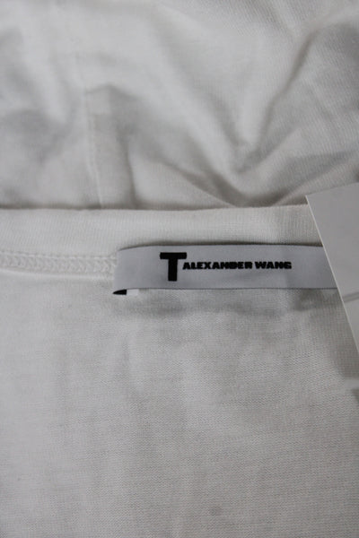 Alexander Wang Women Basic White Viscose Scoop Neck Long Sleeve T-Shirt Size S
