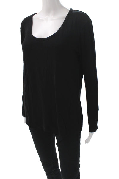 Alexander Wang Womens Black Scoop Neck Long Sleeve T-Shirt Rayon Size S