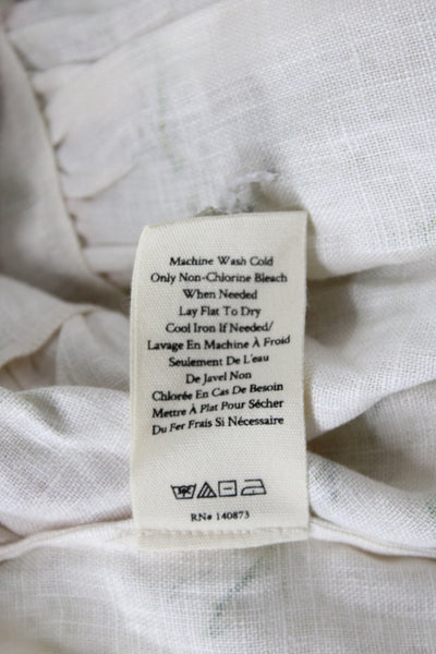 Love Shack Fancy Women Mini Ivory Linen V Neck Button Sleeveless Dress Size 10