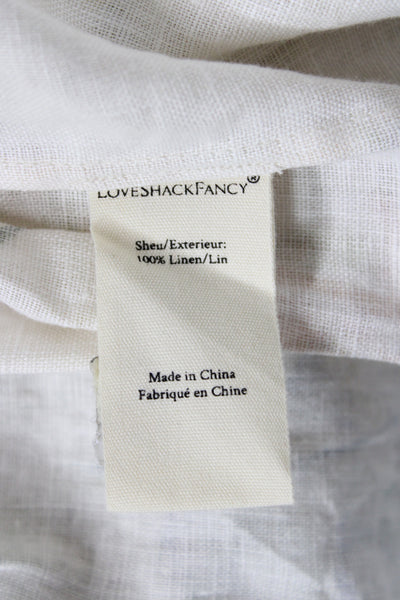 Love Shack Fancy Women Mini Ivory Linen V Neck Button Sleeveless Dress Size 10