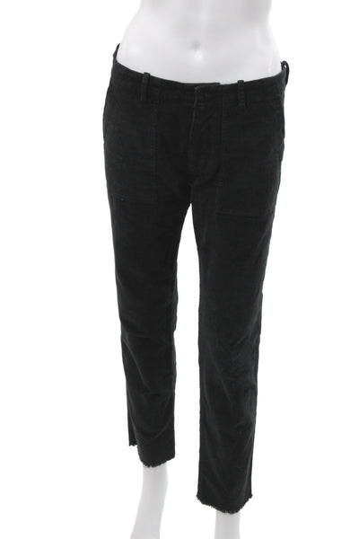 Nili Lotan Womens Ankle Corduroy Pants Black Button Size 4