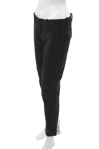 Nili Lotan Womens Ankle Corduroy Pants Black Button Size 4