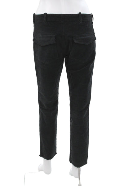 Nili Lotan Womens Ankle Corduroy Pants Black Button Size 4