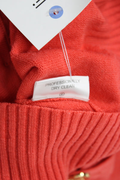 Tory Burch Womens Red V-Neck Wool Cardigan Long Sleeve Size M