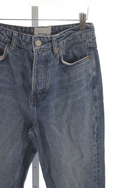 Reformation Womens Blue Straight High Rise Jeans Inseam 28 Size 25