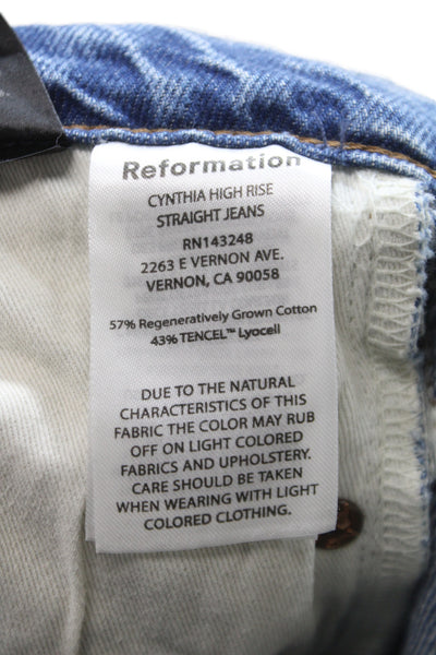 Reformation Womens Blue Straight High Rise Jeans Inseam 28 Size 25