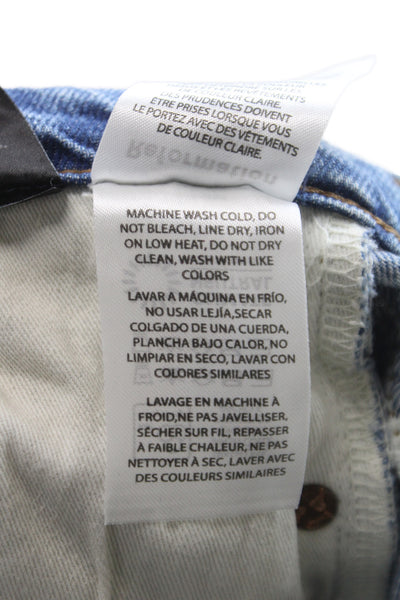 Reformation Womens Blue Straight High Rise Jeans Inseam 28 Size 25