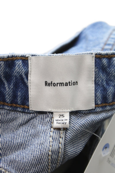 Reformation Womens Blue Straight High Rise Jeans Inseam 28 Size 25