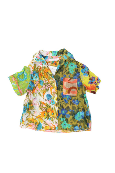 Zimmermann Girls Floral Mix Print Collar Short Sleeve Shirt Multicolor Size 6