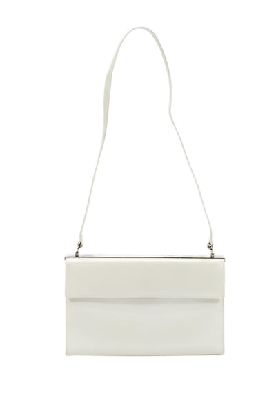 Salvatore Ferragamo Womens Leather Rectangular Mini Shoulder Handbag White