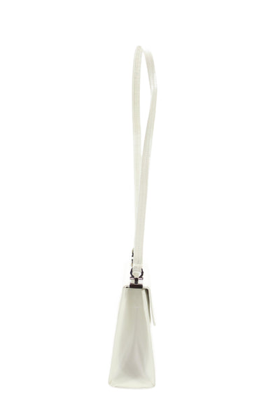Salvatore Ferragamo Womens Leather Rectangular Mini Shoulder Handbag White