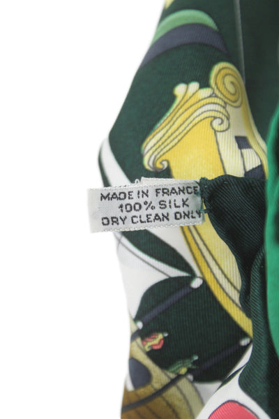 Hermes Womens Les Folies Du Ciel by Loic Dubigeon Silk Scarf Green 90cm